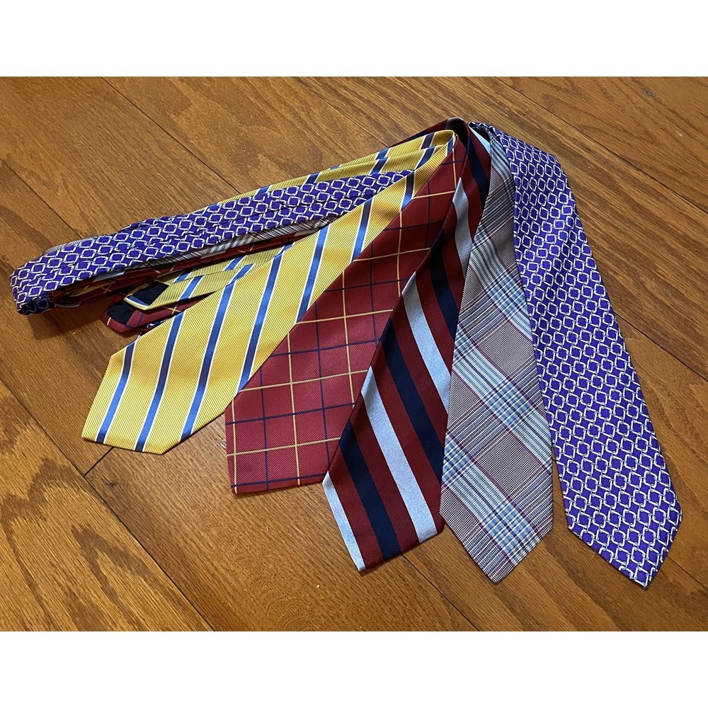 Brooks Brothers 100% Silk Tie Lot of 5 Men's Luxury Neckties Italy Excellent